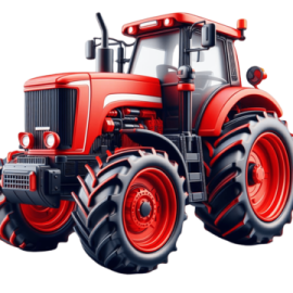 a red tractor on a white background