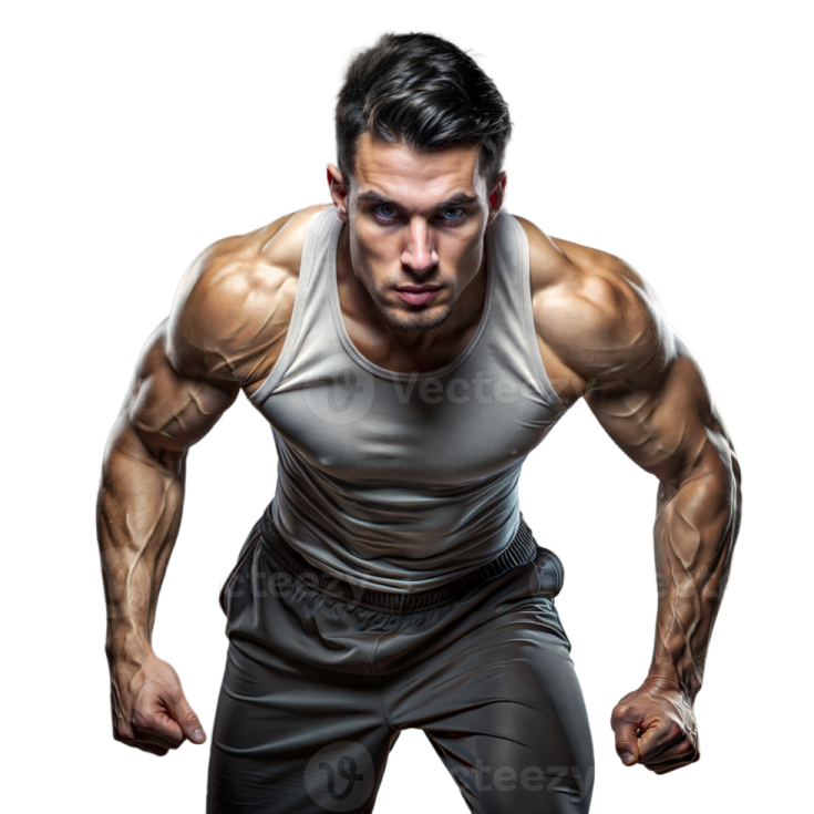 a man in a tank top is doing a jump