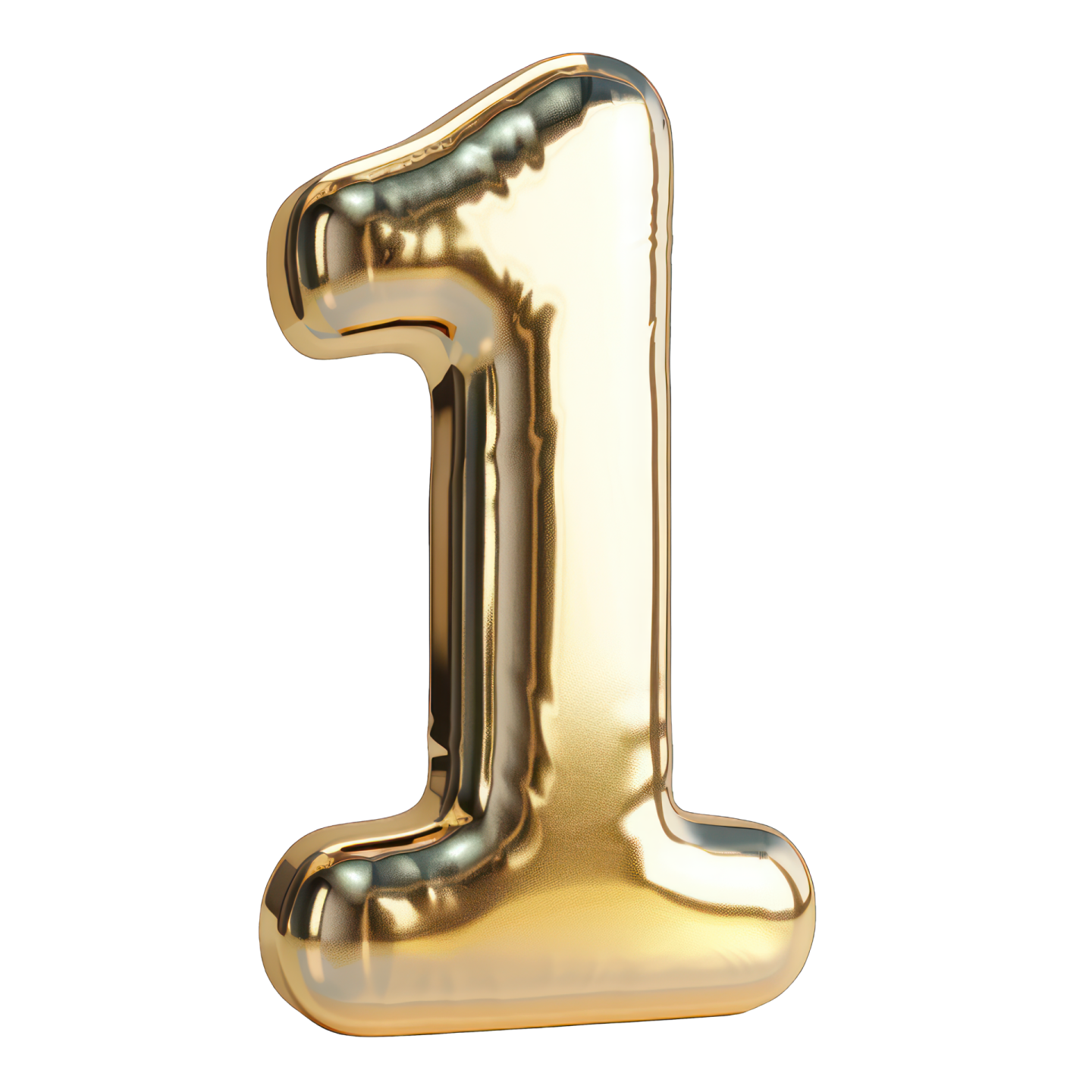 a gold number one balloon on a white background