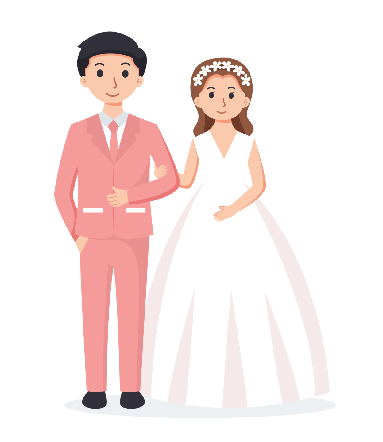 a cartoon illustration of a bride and groom