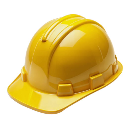 a yellow hard hat on a white background