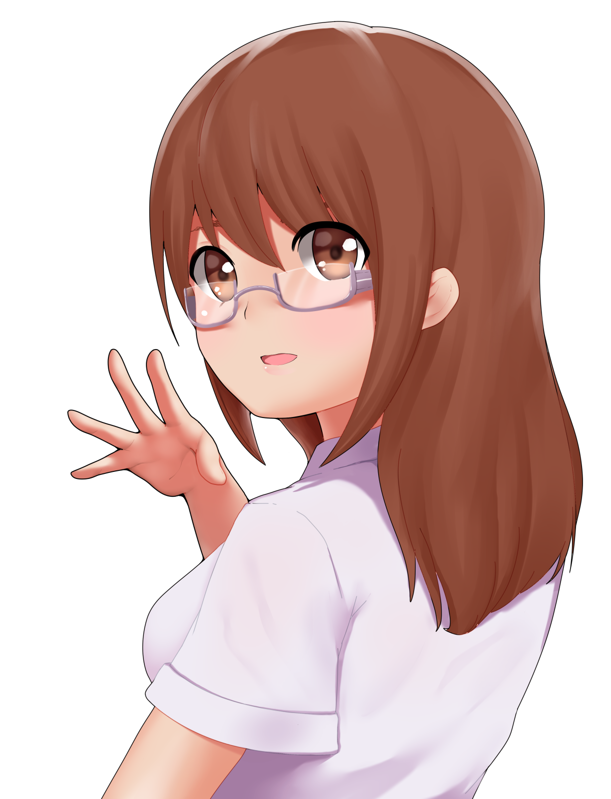 a girl with glasses and a white shirt
