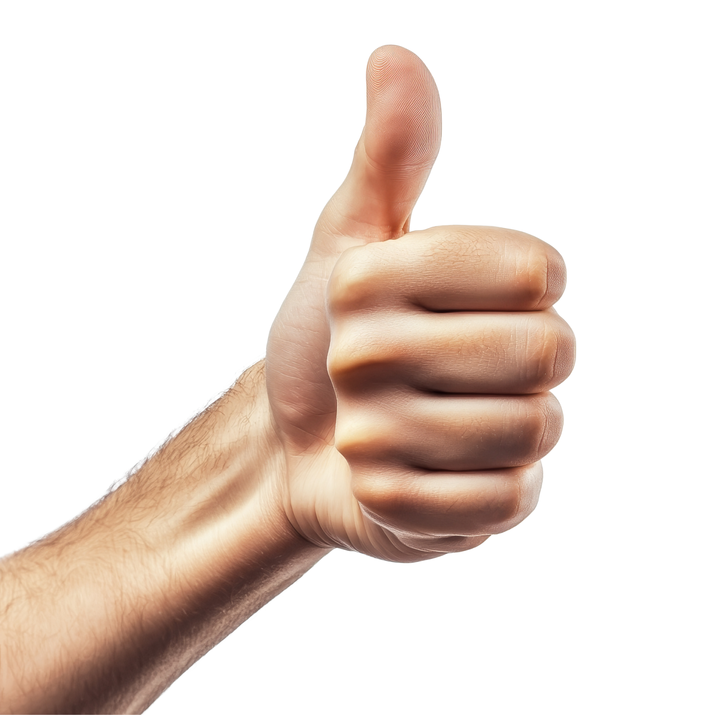 a man's hand with a thumbs up