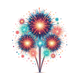 a colorful fireworks on a white background
