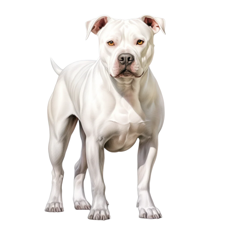 a white dog with brown eyes stands in front of the camera
