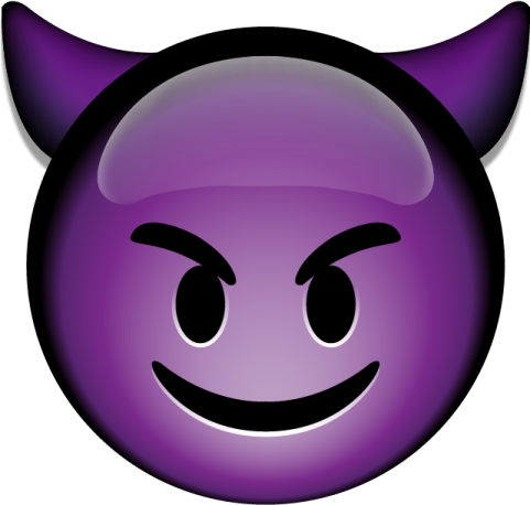 an image of a purple devil with horns