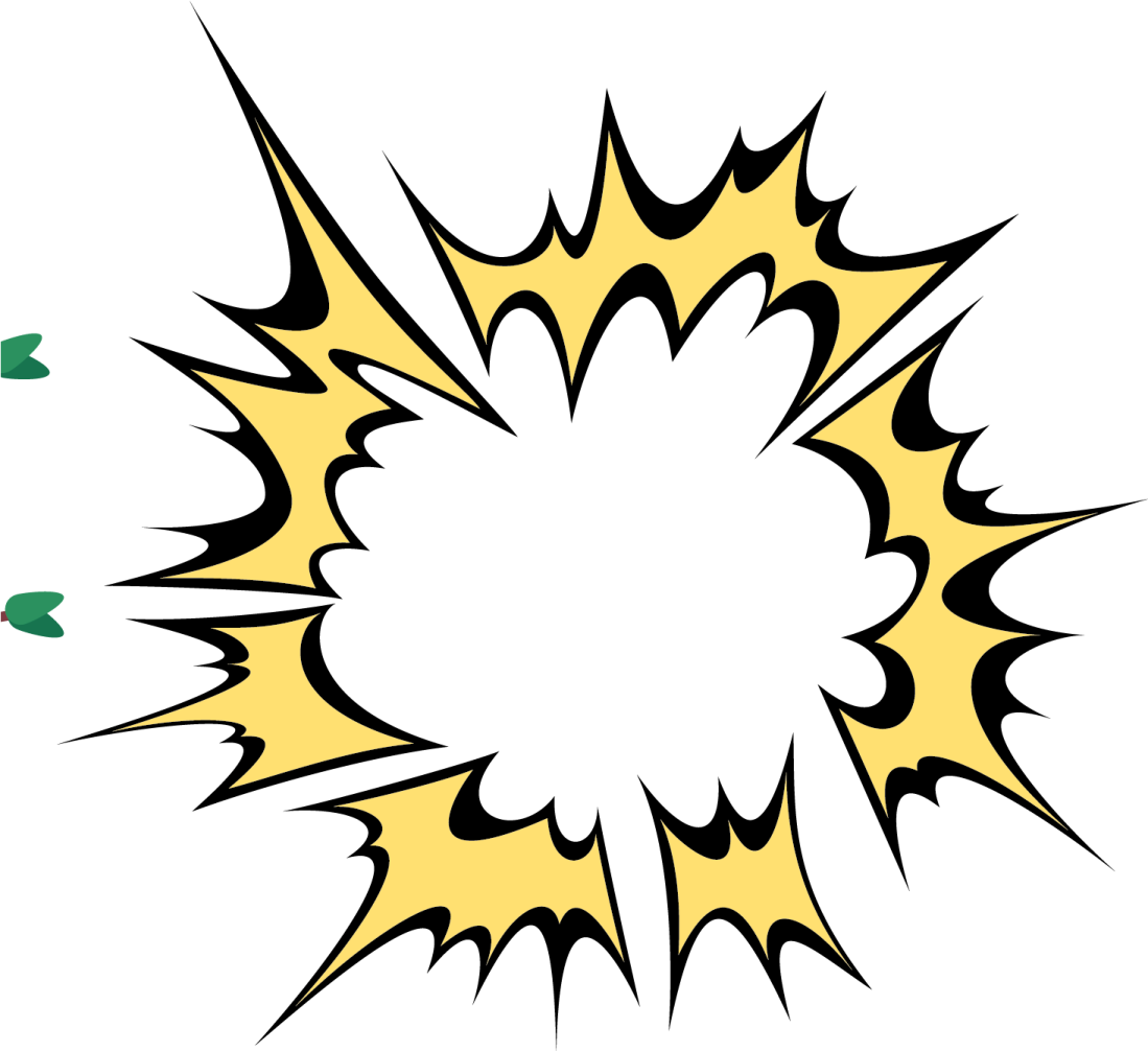 a yellow explosion with black and white background