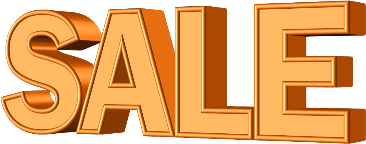 a gold sale sign on a white background
