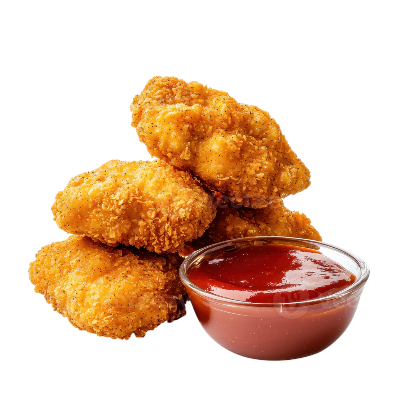 fried chicken nus with sauce on white background