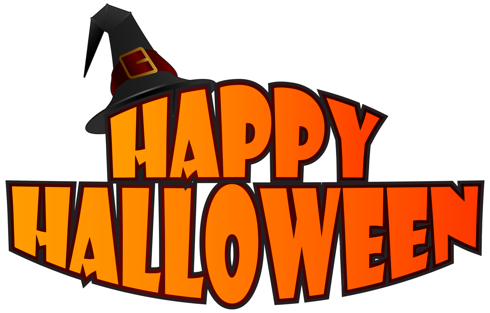 a happy halloween sign with a witch hat on it