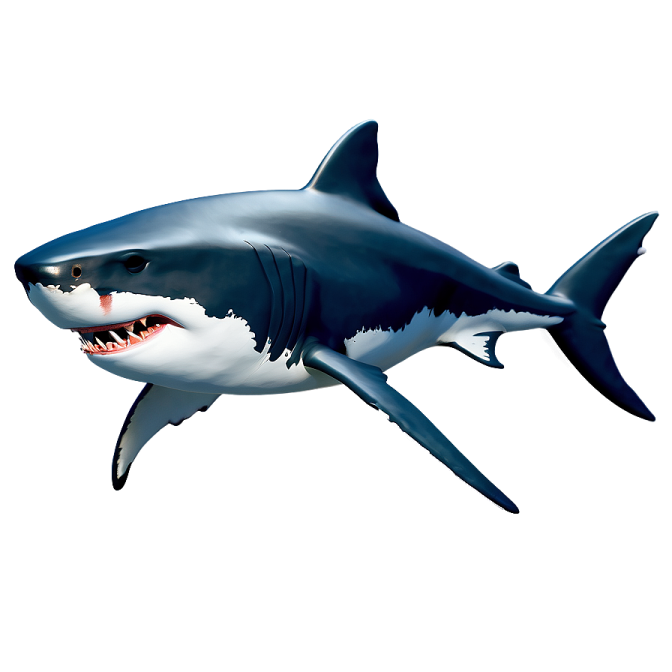 a shark with its mouth open in the air