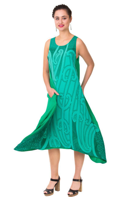 a woman in a green dress