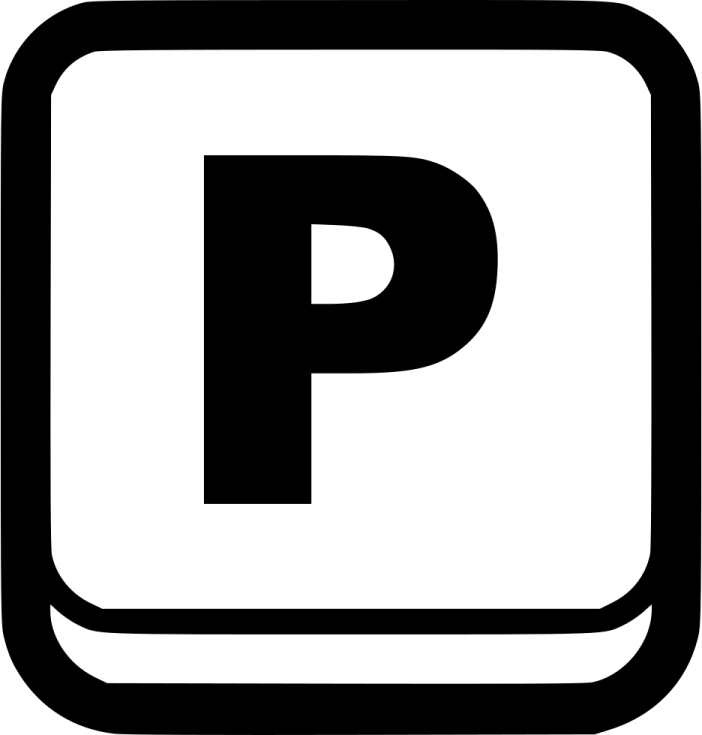 a black and white parking sign