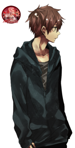 a boy with brown hair and a black hoodie