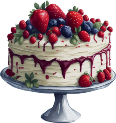 a cake with berries and blueberries on top