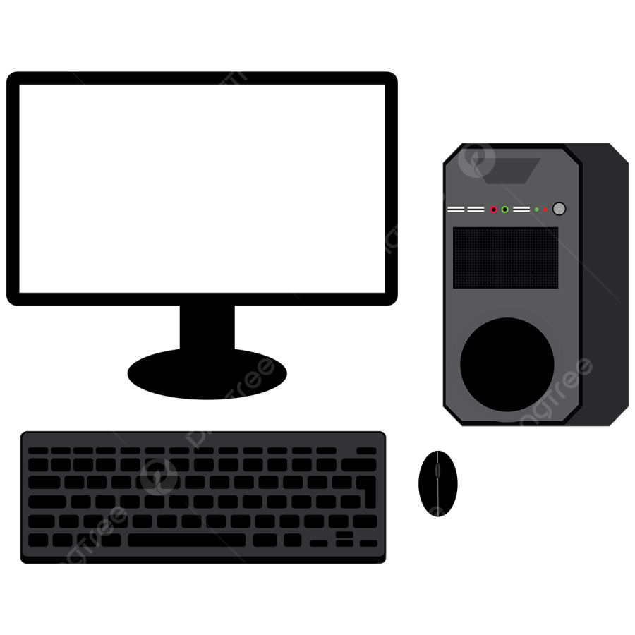 a computer and keyboard on a white background