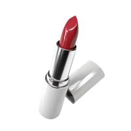 a red lipstick on a white background