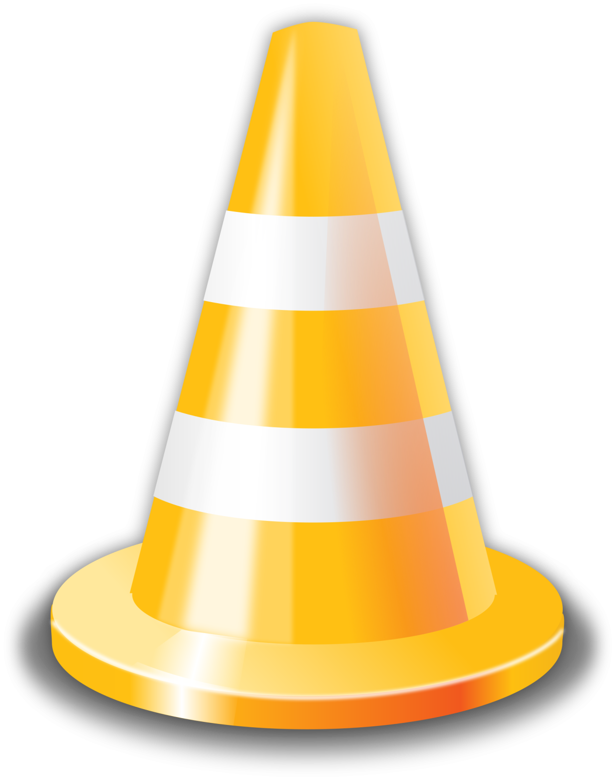 a yellow and white traffic cone