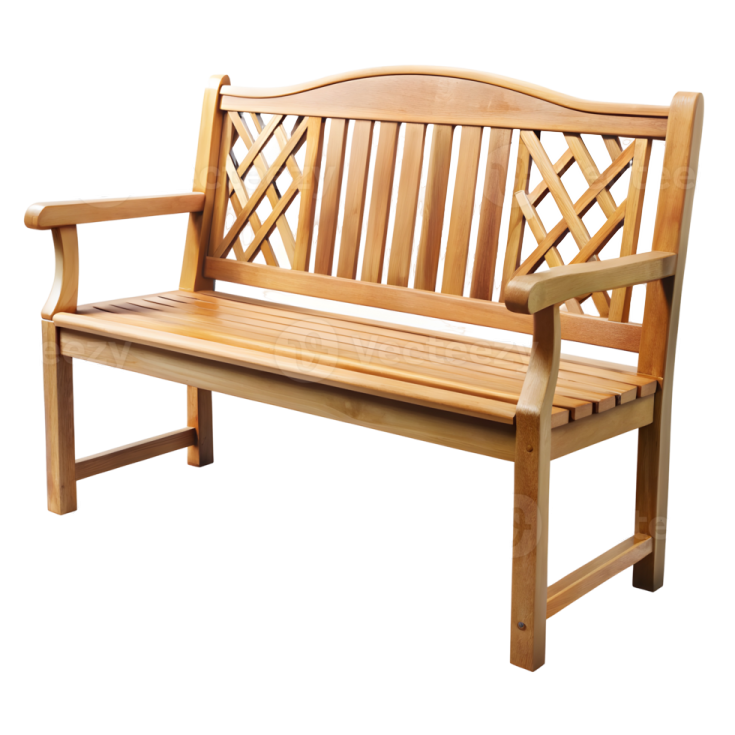 a wooden bench on a white background