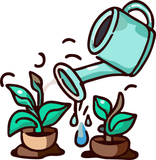 a watering pot filled with plants