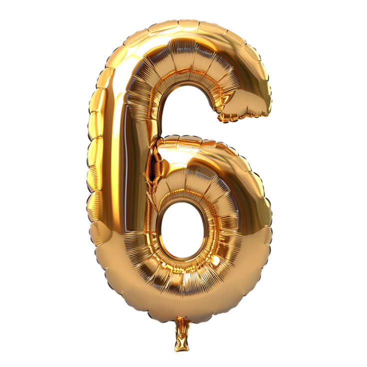 gold foil balloon number 6