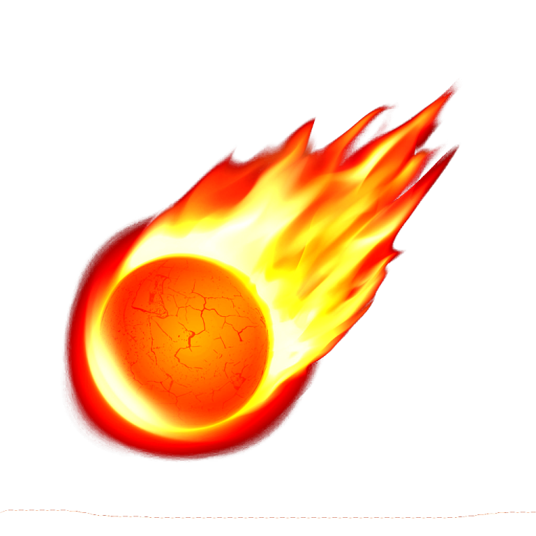 a ball of fire on a white background