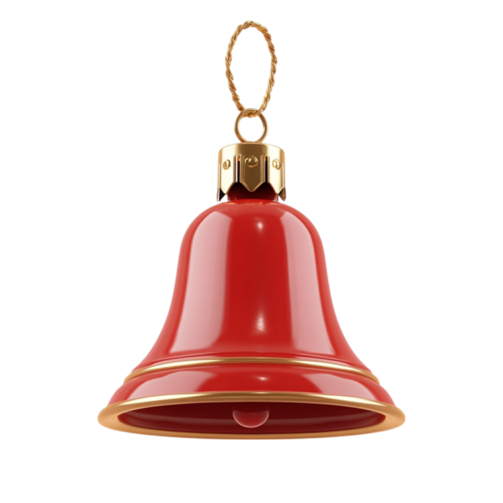 a red and gold bell hanging light