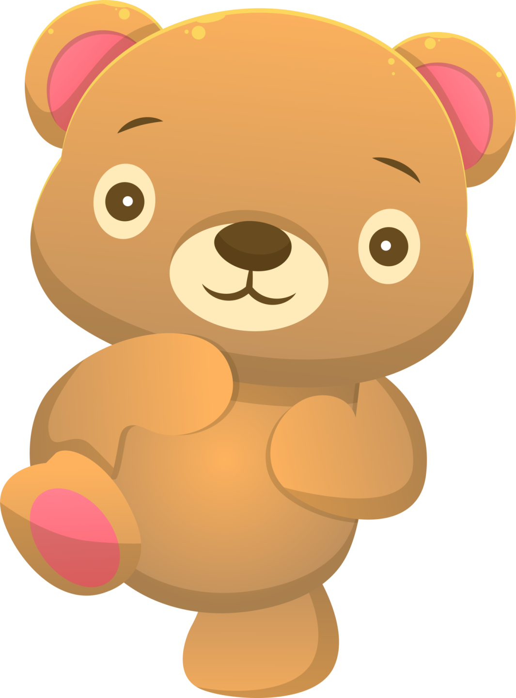 a brown teddy bear standing with its arms crossed