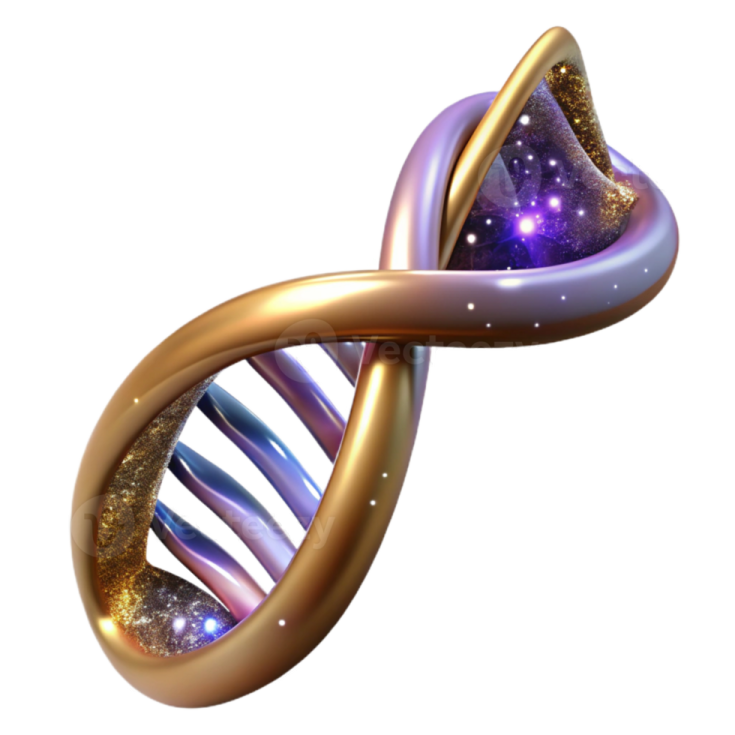 an image of a golden and purple dna