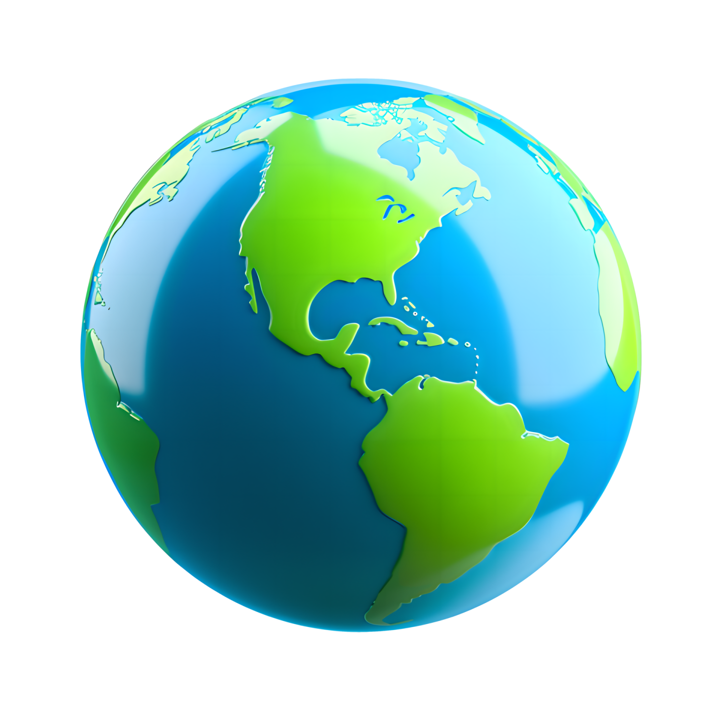 a blue and green globe on a white background
