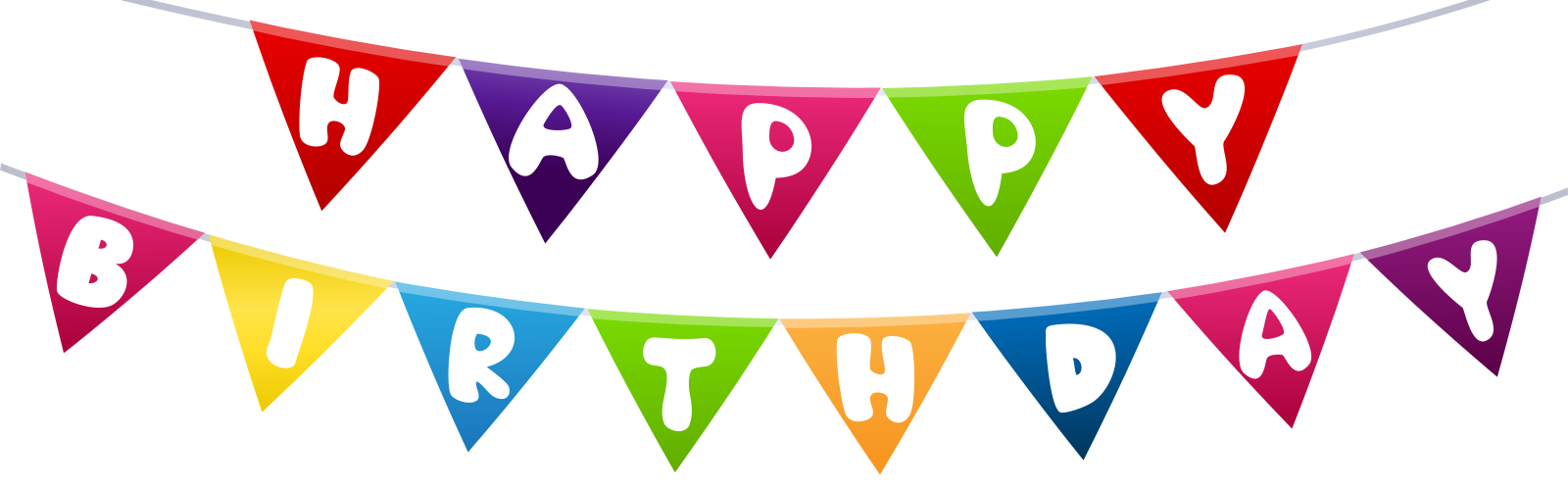 a happy birthday banner with colorful flags