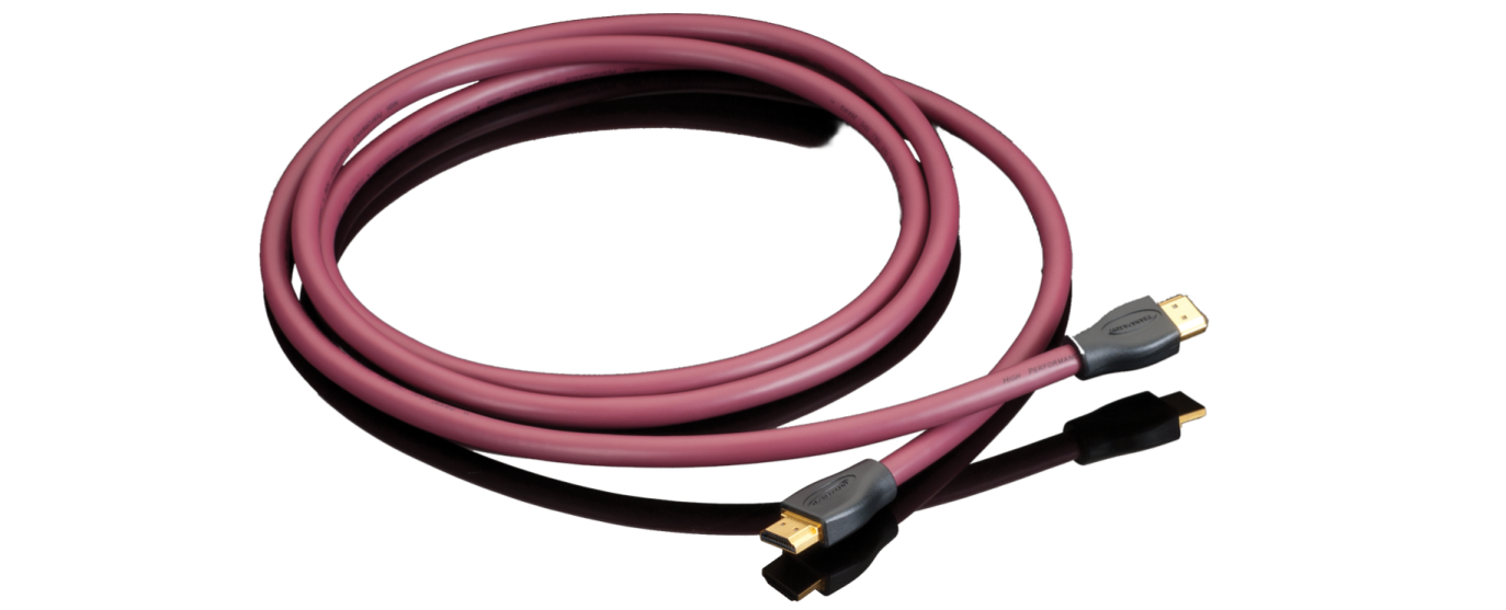 a pink cable with gold connectors