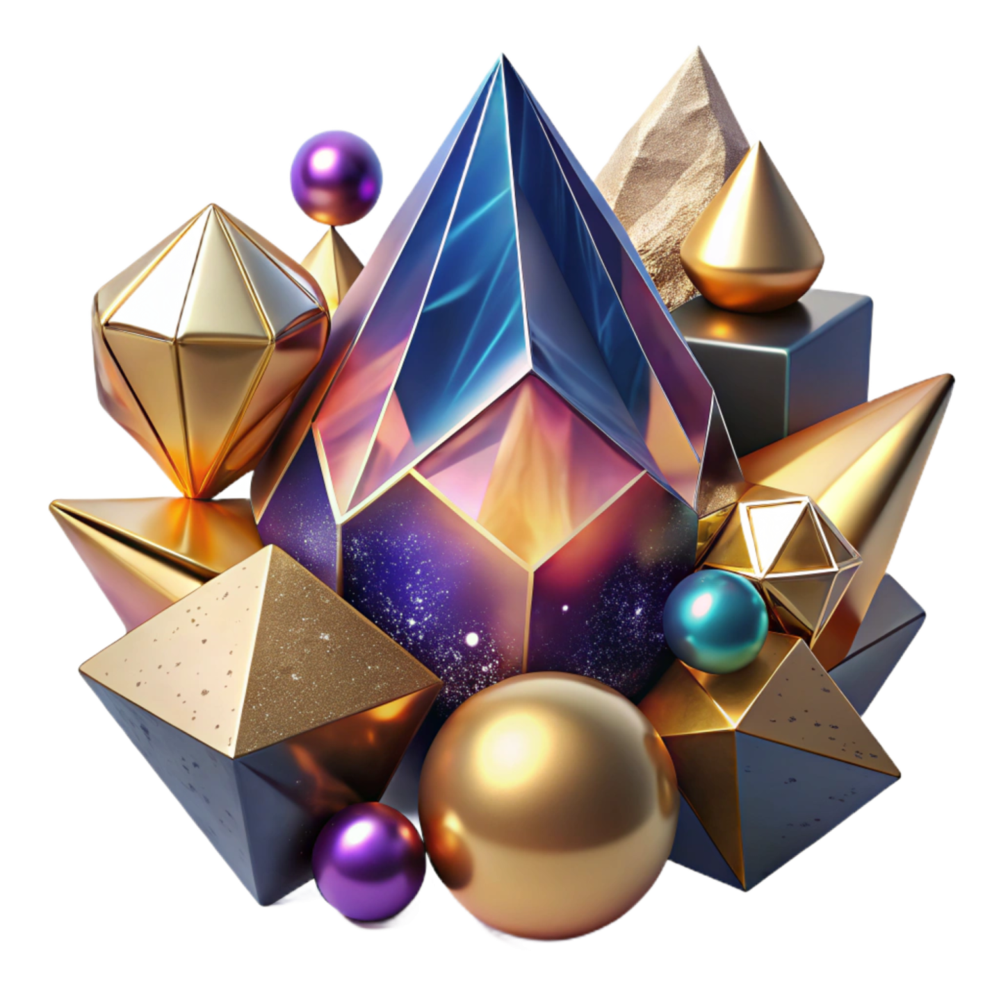 an image of a pyramid made out of gold and silver