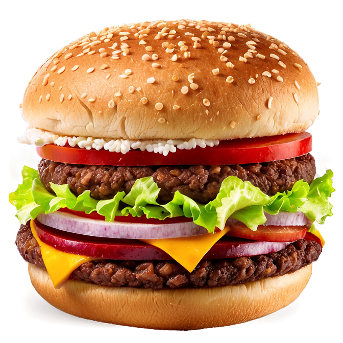 a hamburger on a white background