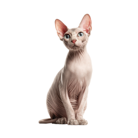 a cat with blue eyes sitting on a white background