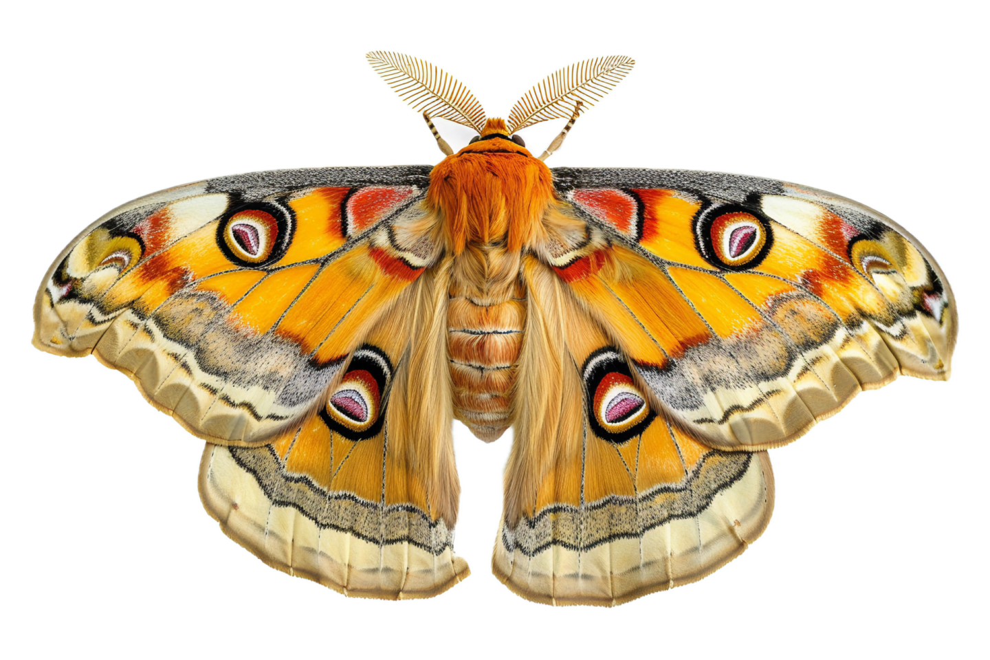 a large moth on a white background
