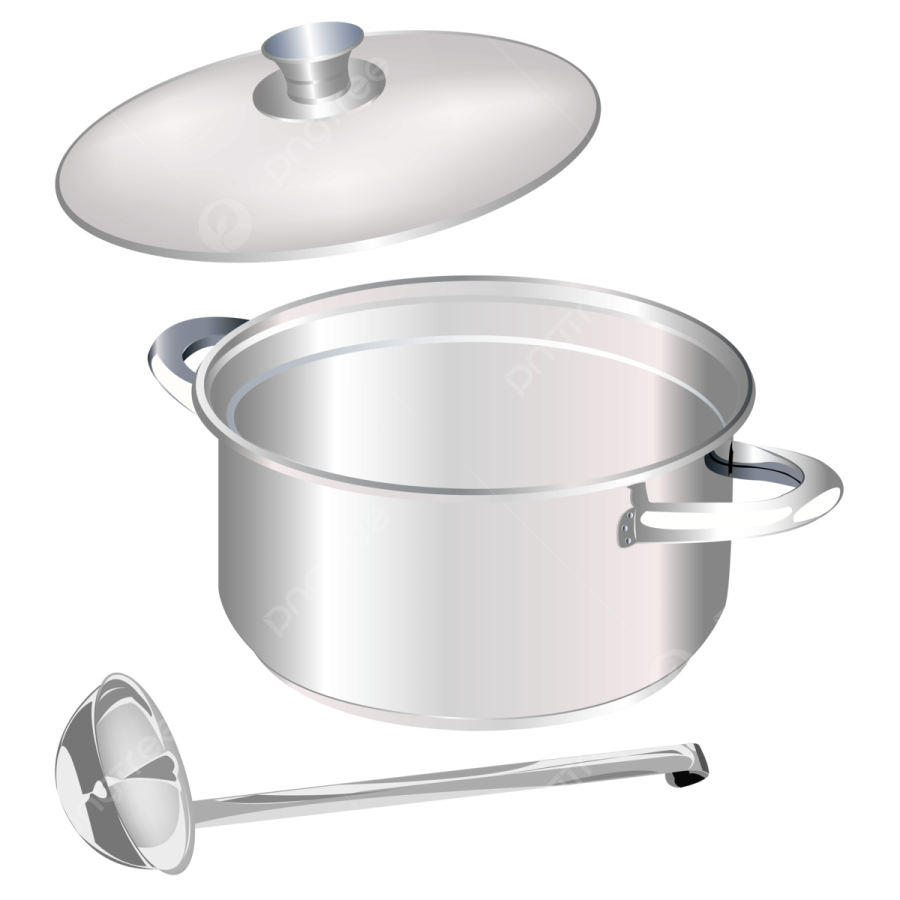 an illustration of a pot and pan with lid
