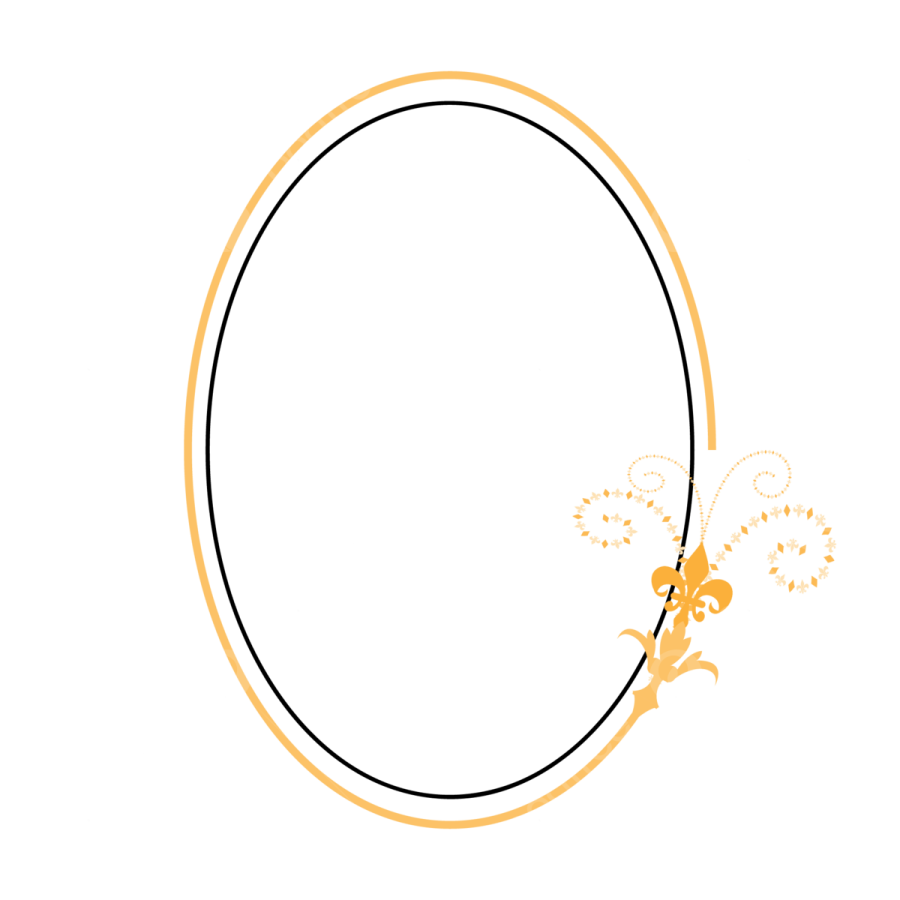 an oval frame with a flower in the middle
