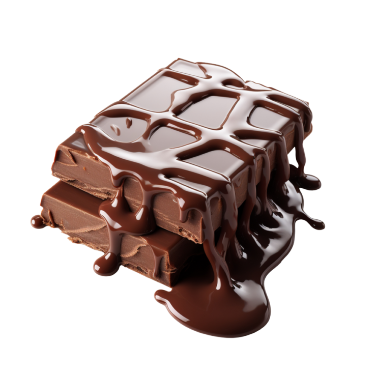 a piece of chocolate on a white background