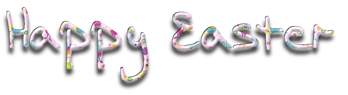 the words happy easter are painted in bright colors