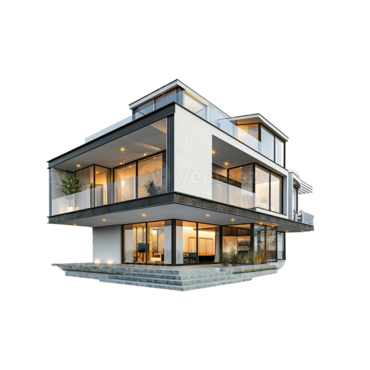 a 3d rendering of a modern house