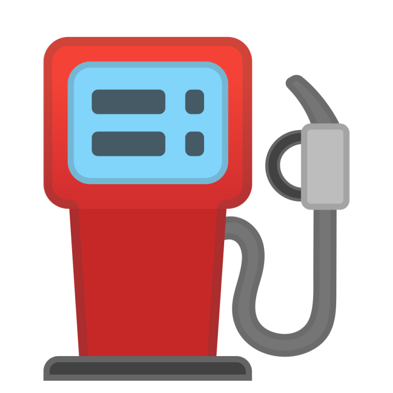 a red gas pump with a white background