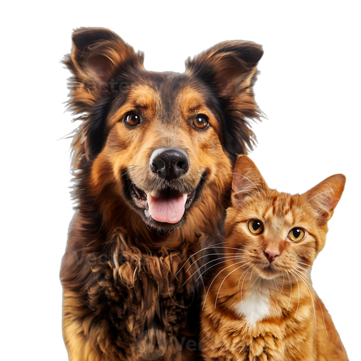 a dog and a cat are looking at the camera