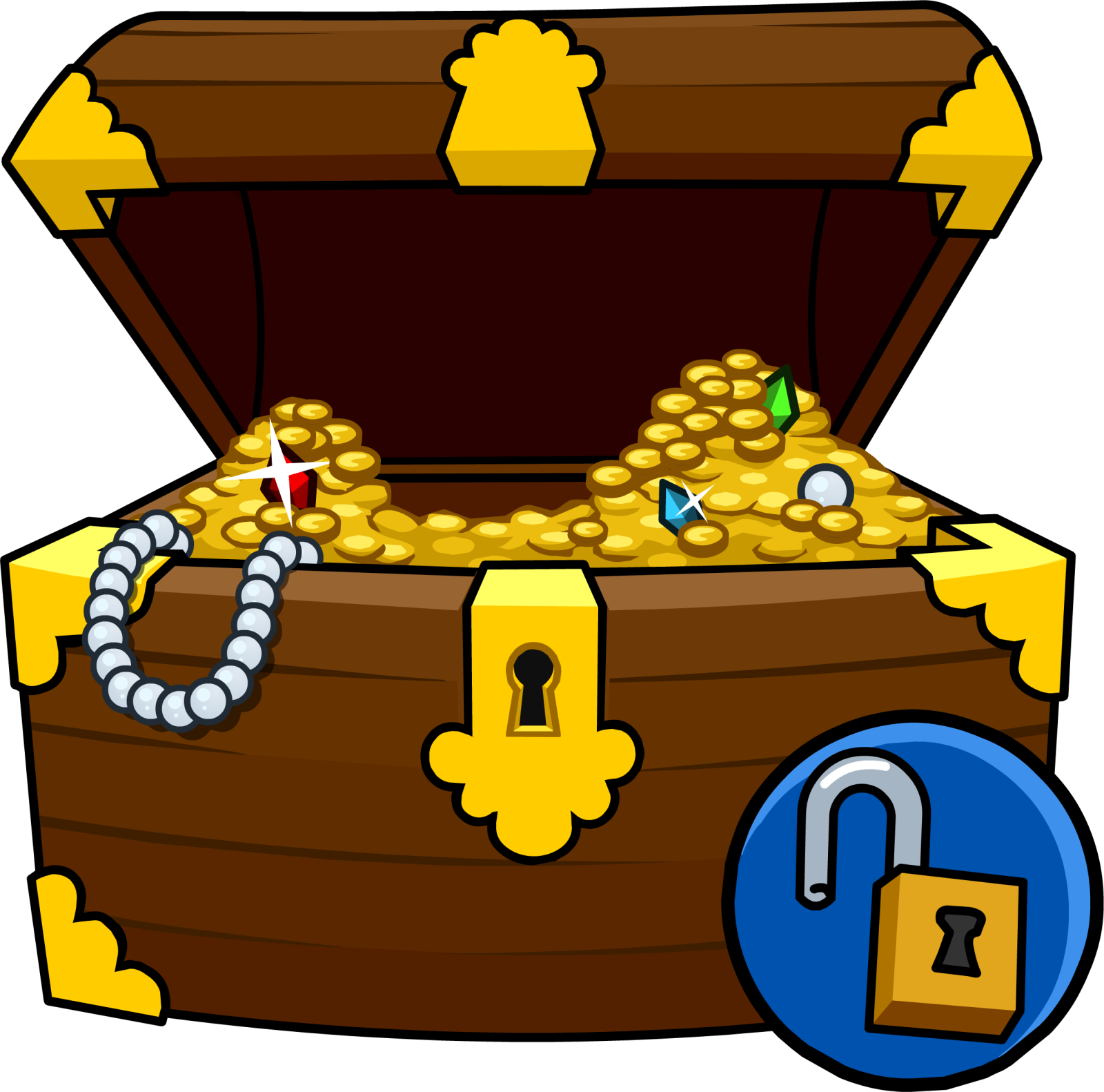 an open treasure chest filled with gold coins