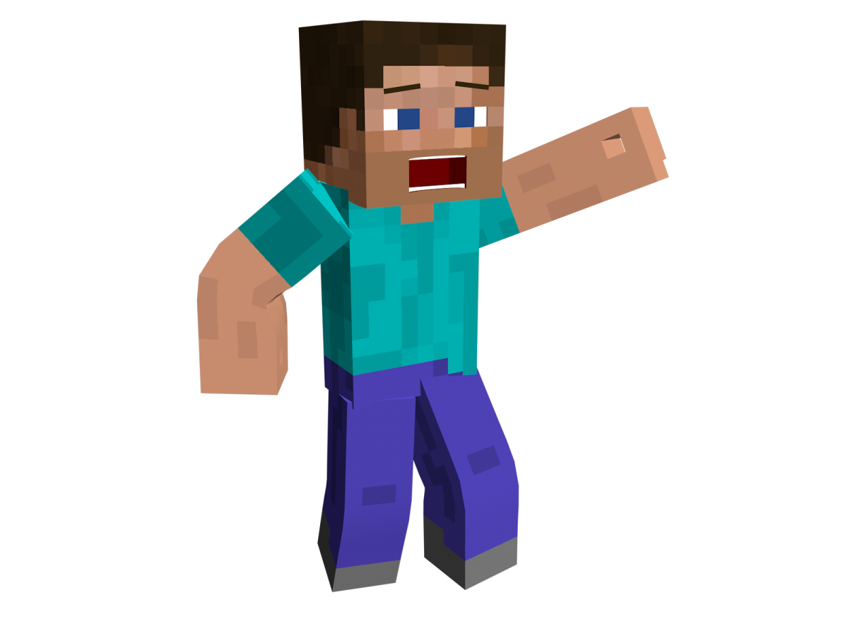 an image of a man in a blue shirt and purple pants