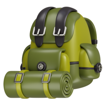 a green backpack with black straps and buckles