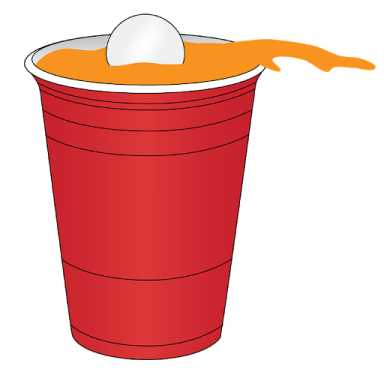a red cup with an egg in it