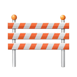 a barrier with orange and white stripes