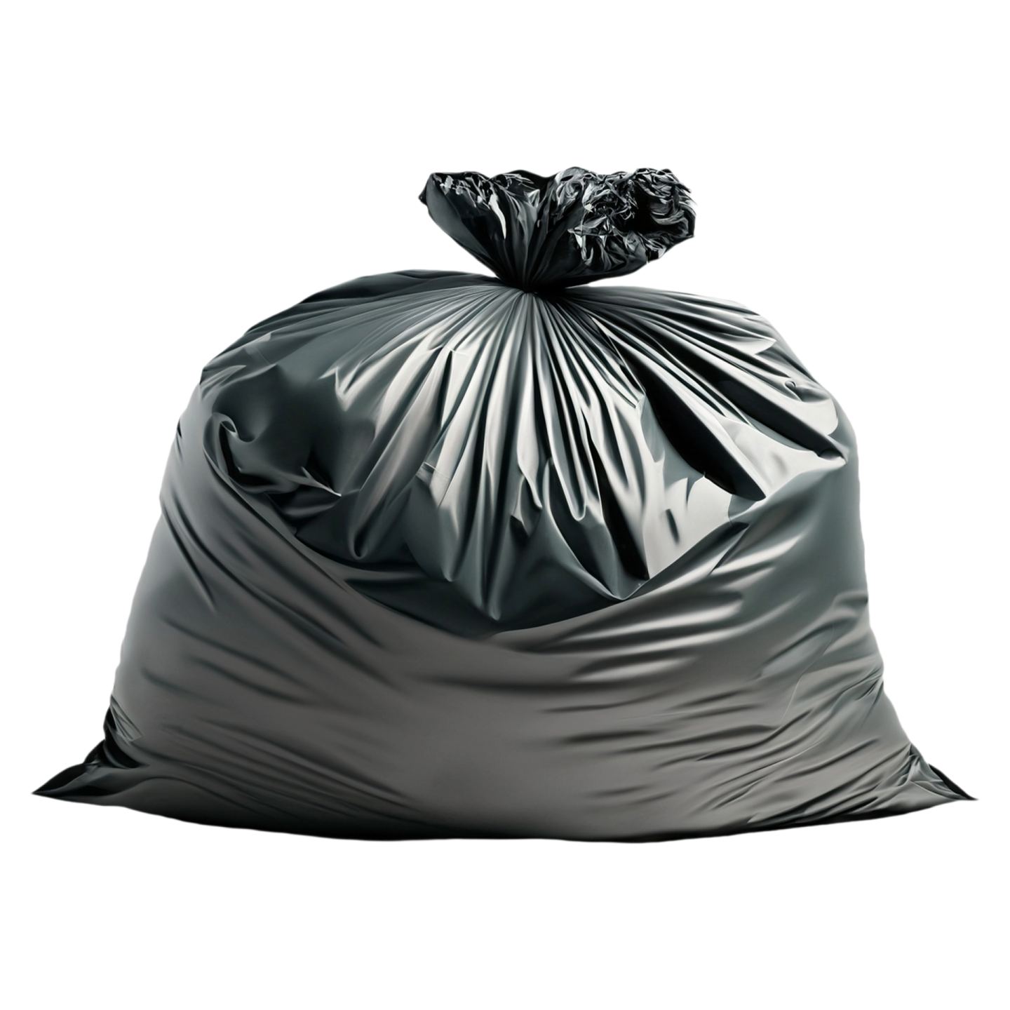 a black trash bag on a white background