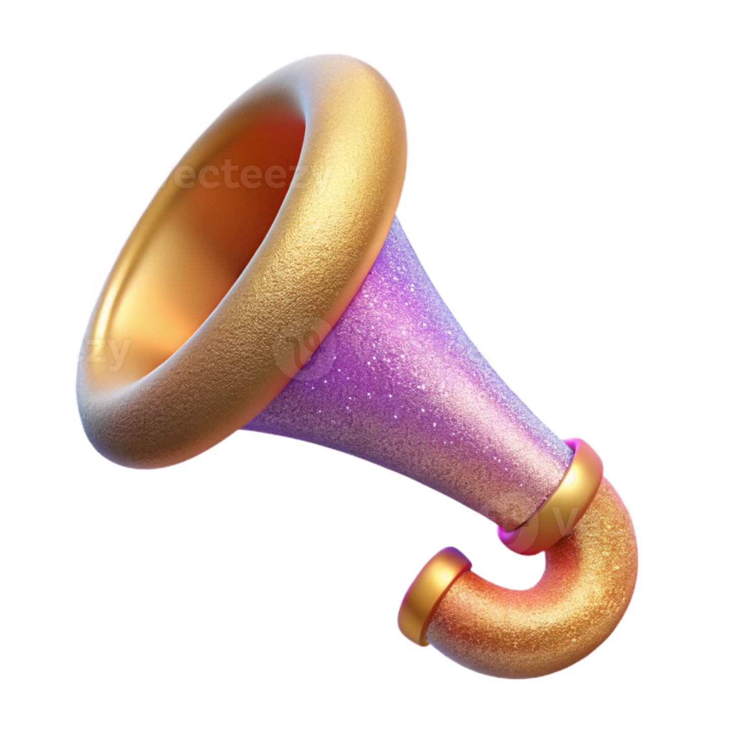 an illustration of a gold and purple megaphone
